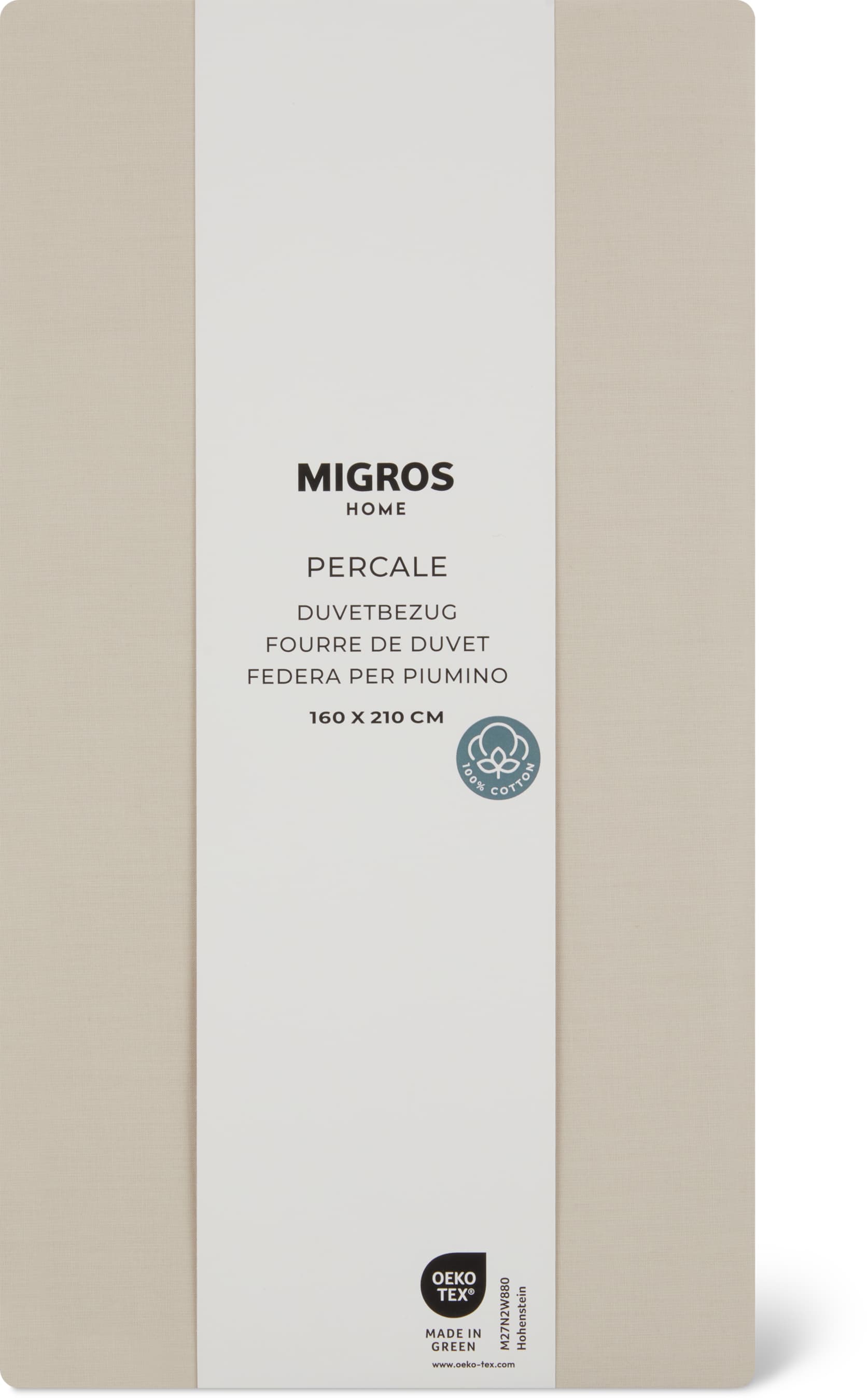 Copripiumino in percalle 160 x 210 cm, beige